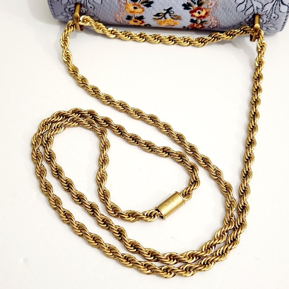 NEW TORY BURCH ELEANOR SHOULDER CROSSBODY BAG SEA FROST FLORAL JEWELED PURSE - Picture 12 of 16